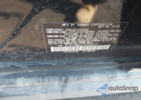 2018 Subaru Crosstrek 2.0I Limited z USA, uszkodzony, nr VIN JF2GTAMCXJH284872